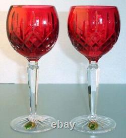 Waterford Lismore Crimson Red Crystal Hock Wine Glasses SET/2 #146269 New