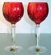 Waterford Lismore Crimson Red Crystal Hock Wine Glasses SET/2 #146269 New