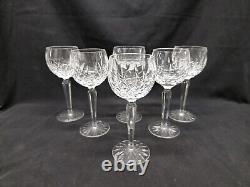 Waterford Lismore Crystal Hock Balloon Wine Glasses Ireland Set of (6)