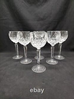 Waterford Lismore Crystal Hock Balloon Wine Glasses Ireland Set of (6)