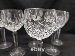 Waterford Lismore Crystal Hock Balloon Wine Glasses Ireland Set of (6)