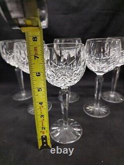 Waterford Lismore Crystal Hock Balloon Wine Glasses Ireland Set of (6)