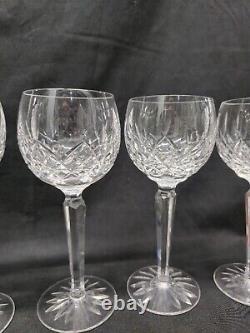 Waterford Lismore Crystal Hock Balloon Wine Glasses Ireland Set of (6)