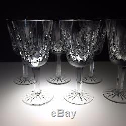 Waterford Lismore Crystal Set 6 White Wine Glasses Cut Signed 5 5/8 in Stemware
