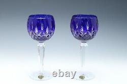 Waterford Lismore Prestige Cobalt Hock Wine Glasses With Box