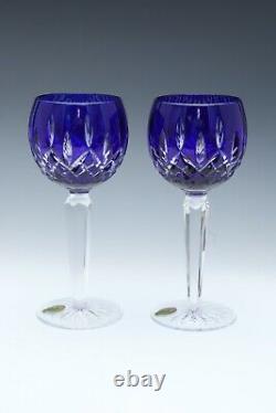 Waterford Lismore Prestige Cobalt Hock Wine Glasses With Box