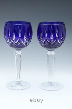 Waterford Lismore Prestige Cobalt Hock Wine Glasses With Box