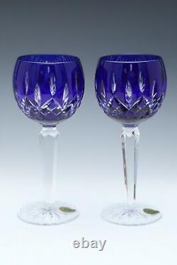 Waterford Lismore Prestige Cobalt Hock Wine Glasses With Box