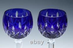 Waterford Lismore Prestige Cobalt Hock Wine Glasses With Box