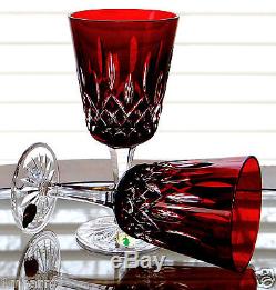 Waterford Lismore Ruby Red Wine Glasses Goblets 40000606, Cased Crystal