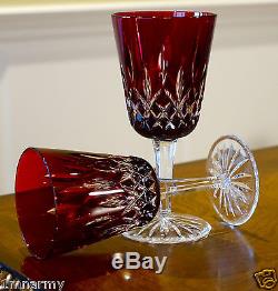 Waterford Lismore Ruby Red Wine Glasses Goblets 40000606, Cased Crystal