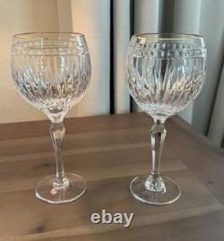 Waterford Marquis TWO Hanover Gold Balloon Wine Glasses 8-5/8 Light Gold Wear