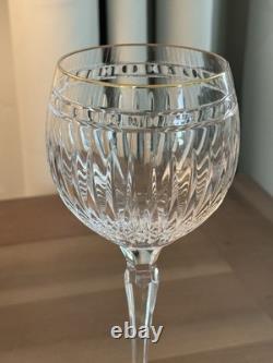 Waterford Marquis TWO Hanover Gold Balloon Wine Glasses 8-5/8 Light Gold Wear