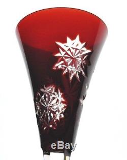 Waterford Ruby Red Snow Crystals Cut to Clear Wine Champagne Goblet Flutes New
