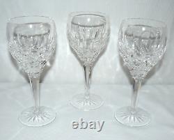 Waterford Stamped Set of 3 Wine Water Goblets Glasses Balloon Lismore