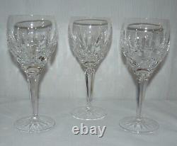 Waterford Stamped Set of 3 Wine Water Goblets Glasses Balloon Lismore