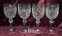 Waterford cut crystal glass vintage Art Deco antique 4 large wine glass goblets