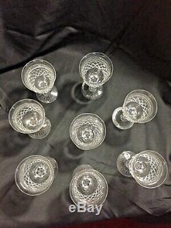Webb Crystal Criss Cross Cut Russell Pattern Claret Wine 5 3/8 Tall Lot Of 8
