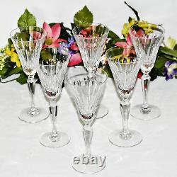 Wedgwood Set Of 6 Full Lead Crystal 8-3/8 Tiara Stem Wine Glasses