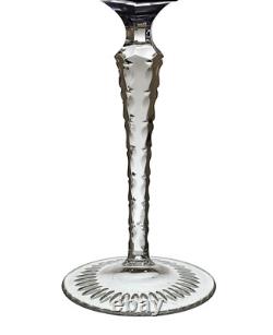 West Germany Cobalt Cut to Clear Bleikristall Lead Crystal Wine Hocks Set of 8