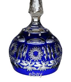 West Germany Cobalt Cut to Clear Bleikristall Lead Crystal Wine Hocks Set of 8
