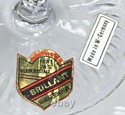West Germany Cobalt Cut to Clear Bleikristall Lead Crystal Wine Hocks Set of 8