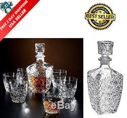 Whiskey Decanter Crystal Bottle Wine Liquor Vintage Glass Scotch Stopper Bar