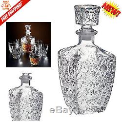 Whiskey Decanter Crystal Bottle Wine Liquor Vintage Glass Scotch with Stopper Bar