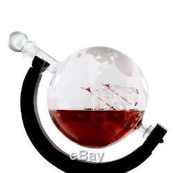 Whiskey Decanter Globe Rum Wine Liquor Stainless Crystal Glass 850ml GLOBE ONLY