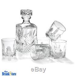 Whiskey Decanter Set Glass Bottle 6 Glasses Crystal Like Liquor Wine Stopper