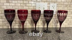 William Sonoma Ruby Red Crystal Wine Glasses. Cut To Clear. Excellent Condition