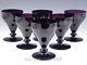 William Yeoward AVRIL AMETHYST PURPLE 5-3/8 LARGE WATER WINE GOBLETS 6 GLASSES