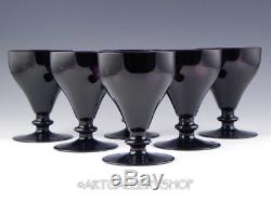 William Yeoward AVRIL AMETHYST PURPLE 5-3/8 LARGE WATER WINE GOBLETS 6 GLASSES