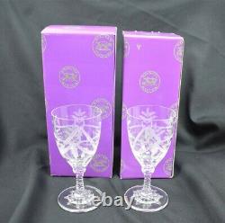 William Yeoward Wine Glasses Bows Swags Star Pattern 6 1/4 Britannia (2)