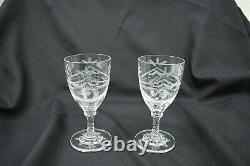 William Yeoward Wine Glasses Bows Swags Star Pattern 6 1/4 Britannia (2)