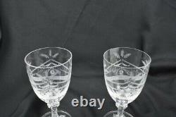 William Yeoward Wine Glasses Bows Swags Star Pattern 6 3/4 Britannia (2)