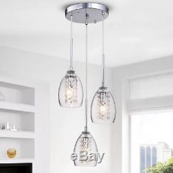 Wine Glass Chandelier Hanging Lamp Round Light Fixture Crystal Ceiling Pendant