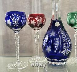 Wine Glasses Colored Bohemian Styled Crystal Clear Industry Hungary +Decanter