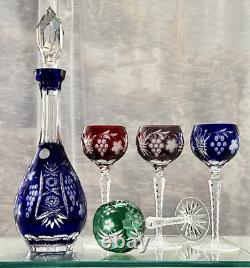 Wine Glasses Colored Bohemian Styled Crystal Clear Industry Hungary +Decanter