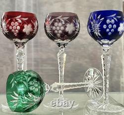 Wine Glasses Colored Bohemian Styled Crystal Clear Industry Hungary +Decanter