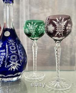 Wine Glasses Colored Bohemian Styled Crystal Clear Industry Hungary +Decanter