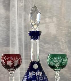 Wine Glasses Colored Bohemian Styled Crystal Clear Industry Hungary +Decanter
