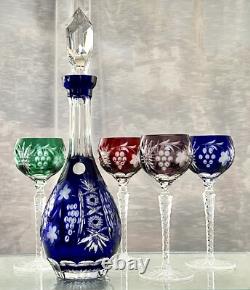 Wine Glasses Colored Bohemian Styled Crystal Clear Industry Hungary +Decanter