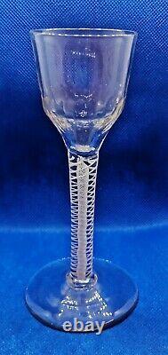 Wine glass, 18th century glass, double series twist, 1755-1780