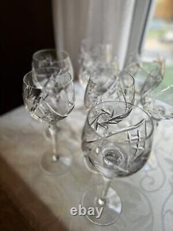 Wow Set Of 8 Ajka Csopak Crystal 7 5/8 Wine Glasses