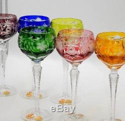 (x6) VINTAGE NACHTMANN BLEIKRISTALL CUT TO CLEAR TALL 8.25 CRYSTAL WINE GLASSES